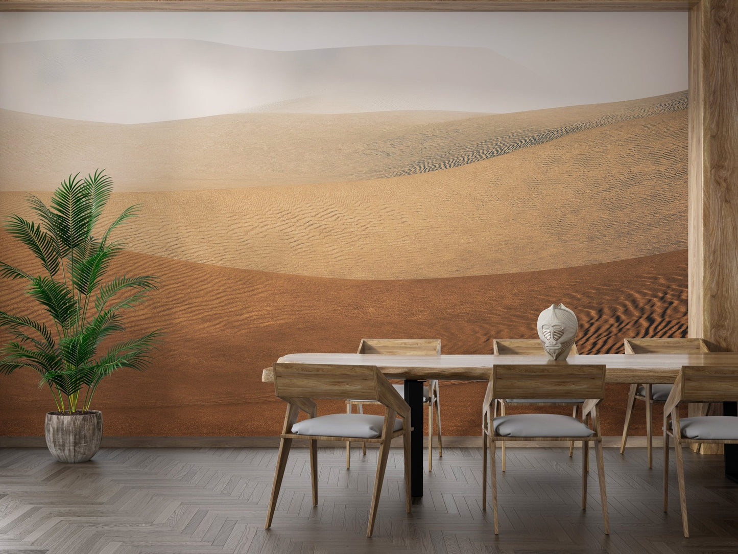 Sahara Sandstorm Mirage Mural in a dining room setup.