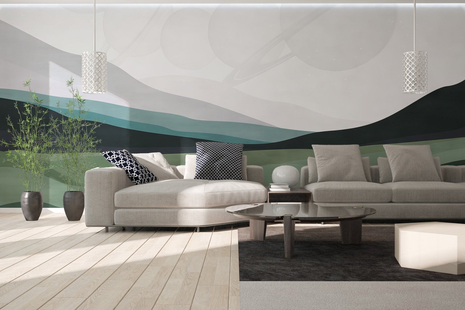 Saturn Mountain View Wall Mural - Wallanza