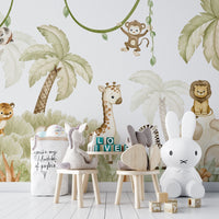 Charming savannah-themed mural for cozy nursery decor.