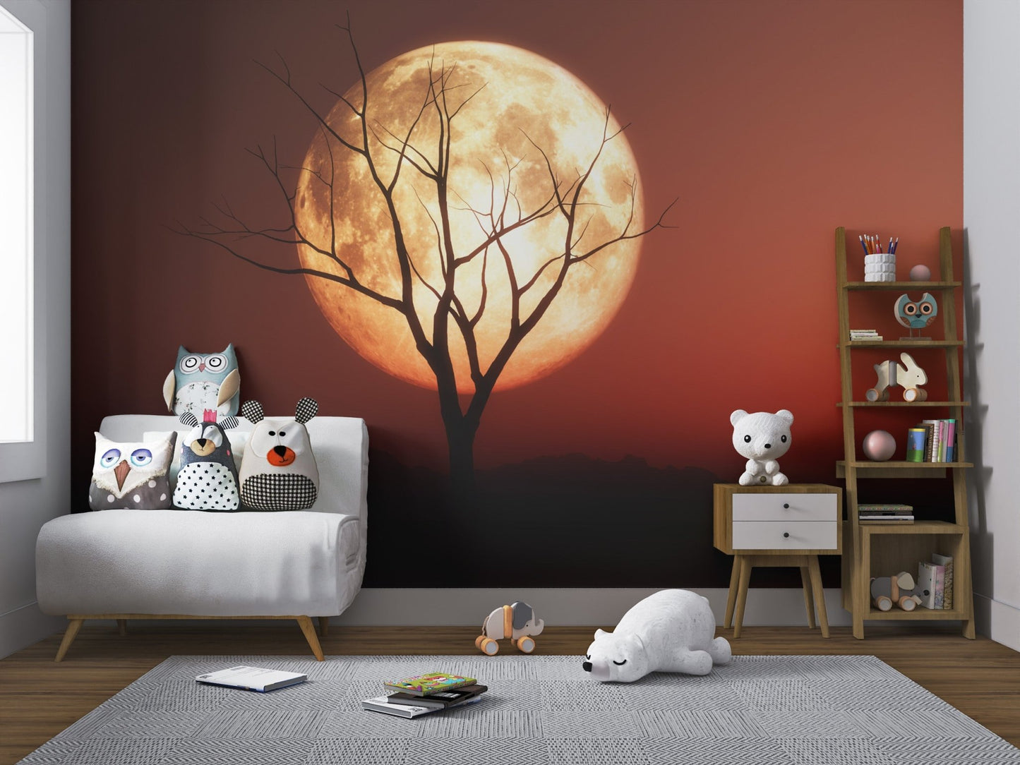 Scarlet Moon Nightscape Wallpaper - Wallanza