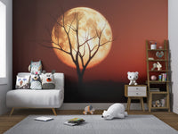 Scarlet Moon Nightscape Wallpaper - Wallanza