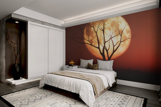 Scarlet Moon Nightscape Wallpaper - Wallanza