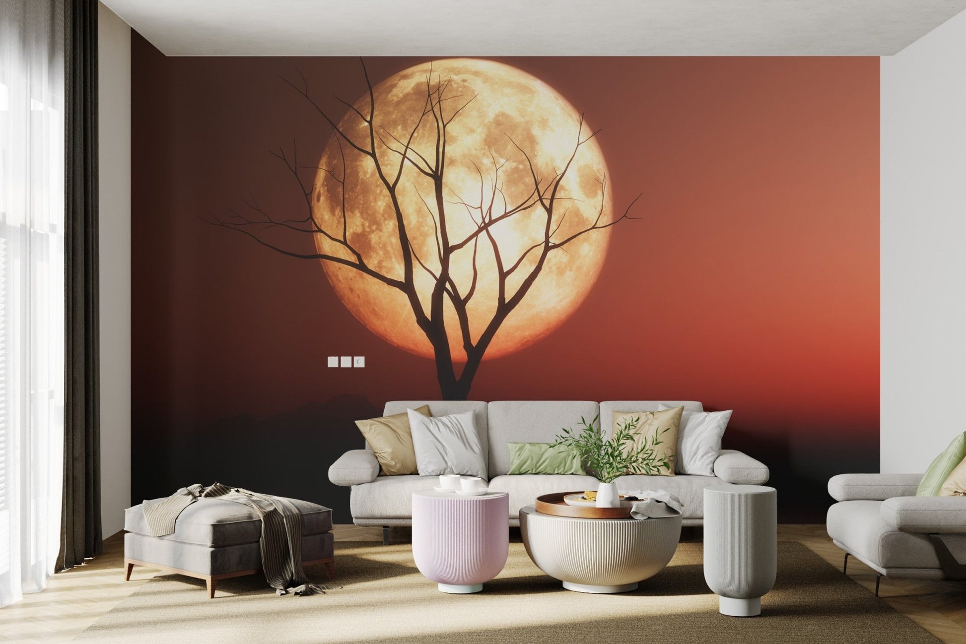 Scarlet Moon Nightscape Wallpaper - Wallanza
