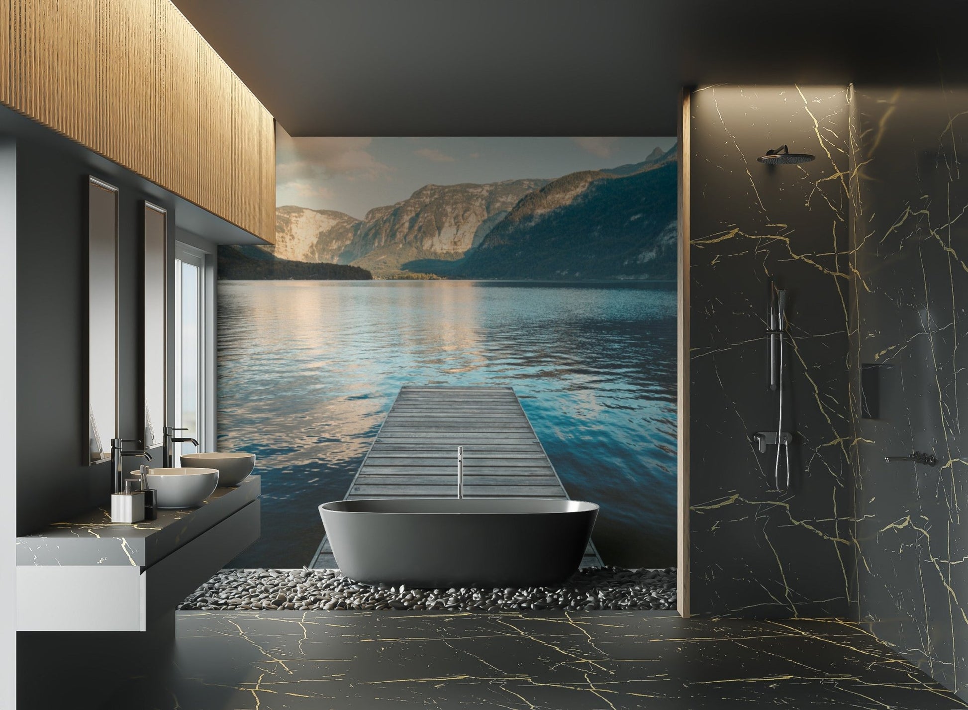 Scenic Lakeside Dock Wallpaper - Wallanza