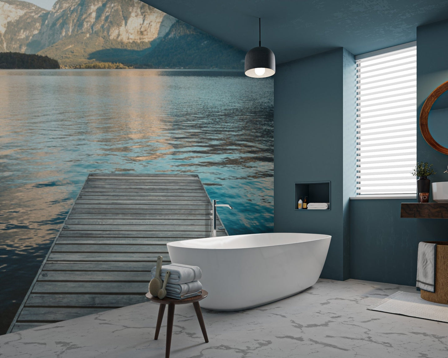 Scenic Lakeside Dock Wallpaper - Wallanza