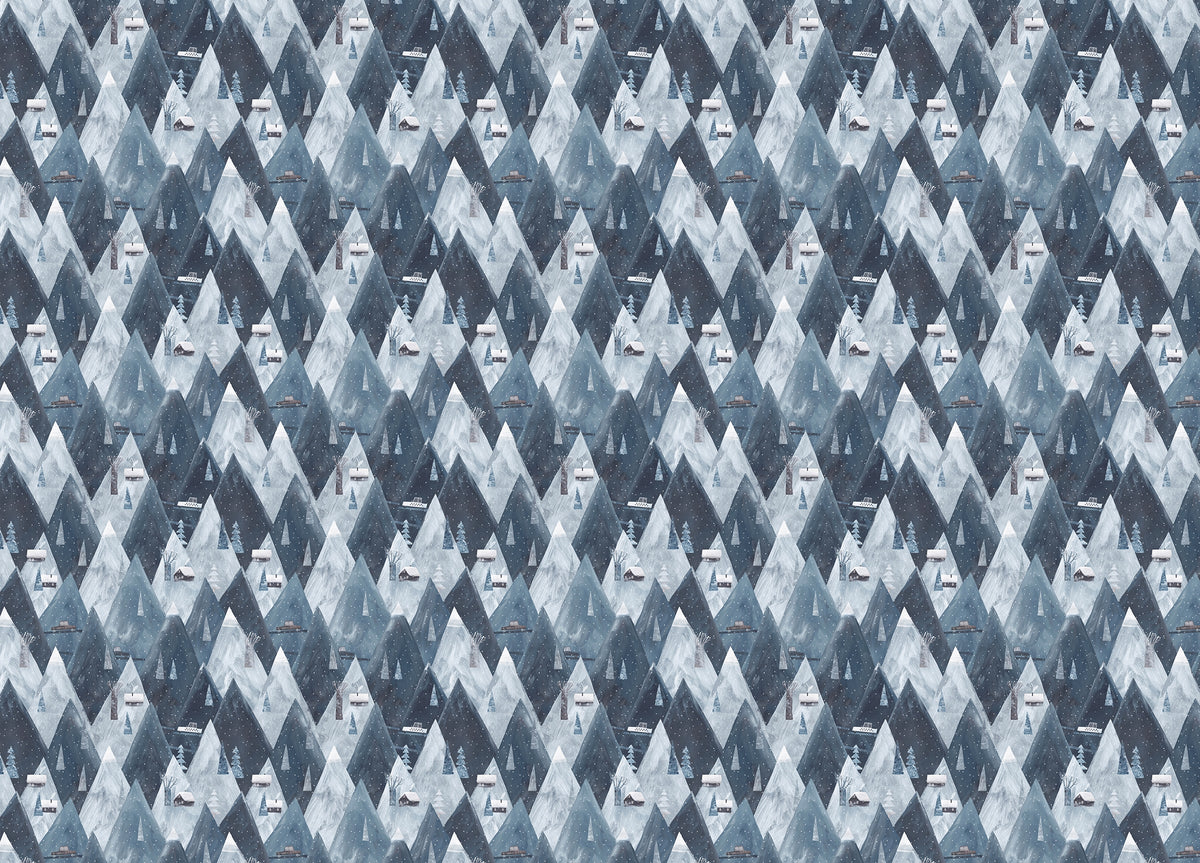 Gouache Mountains Houses Scandinavian Wallpaper in your room