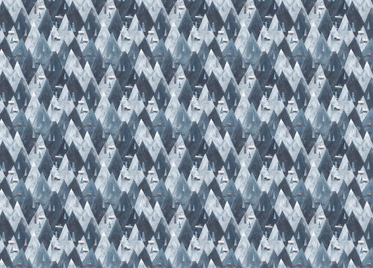 Gouache Mountains Houses Scandinavian Wallpaper