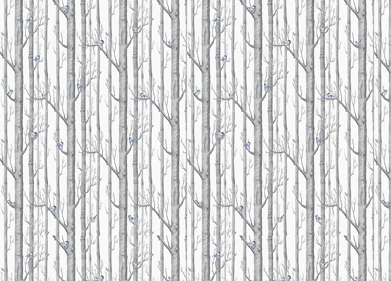 Forest White Background Scandinavian Style Wallpaper