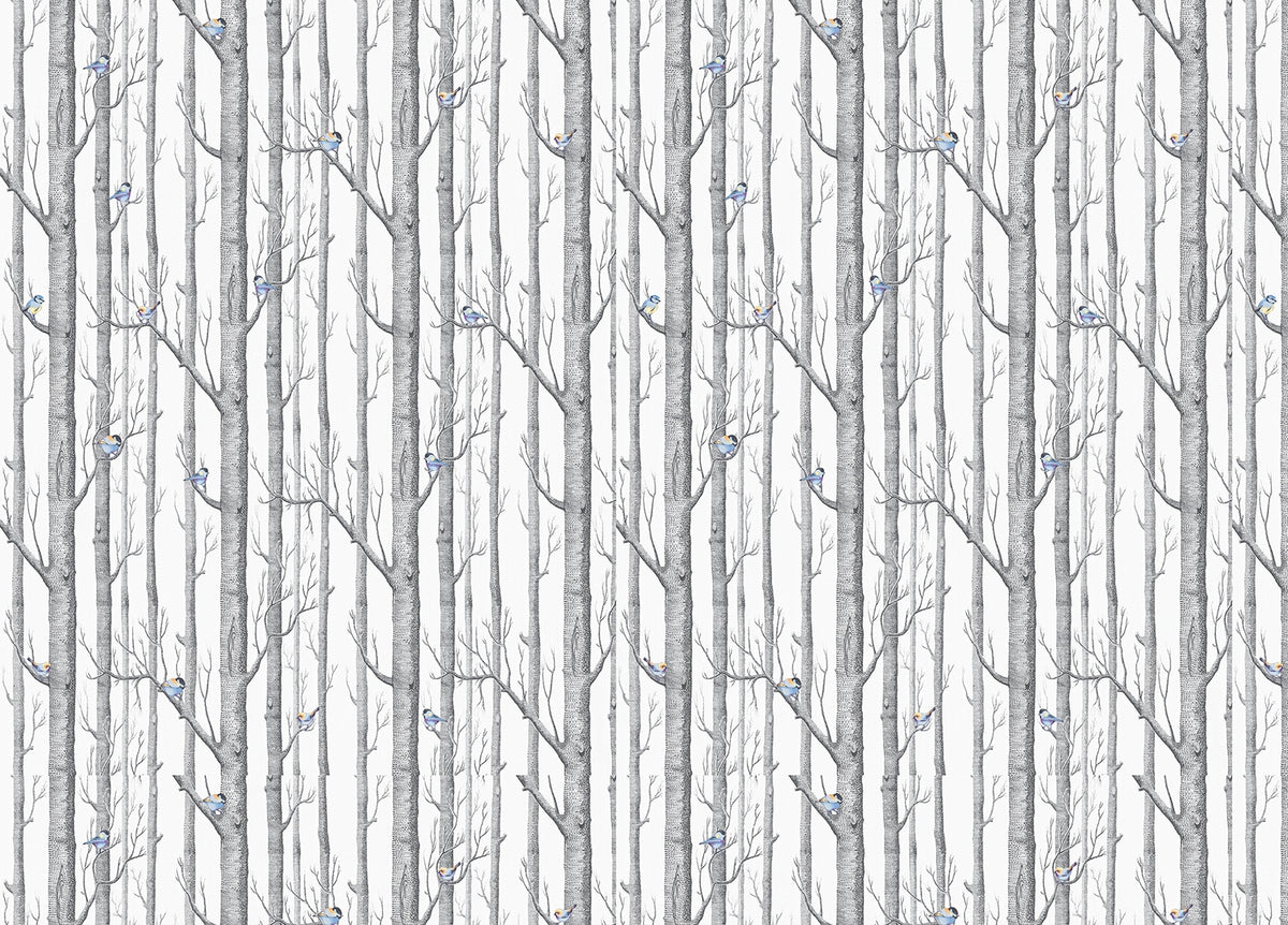 Forest White Background Scandinavian Style Wallpaper in your room