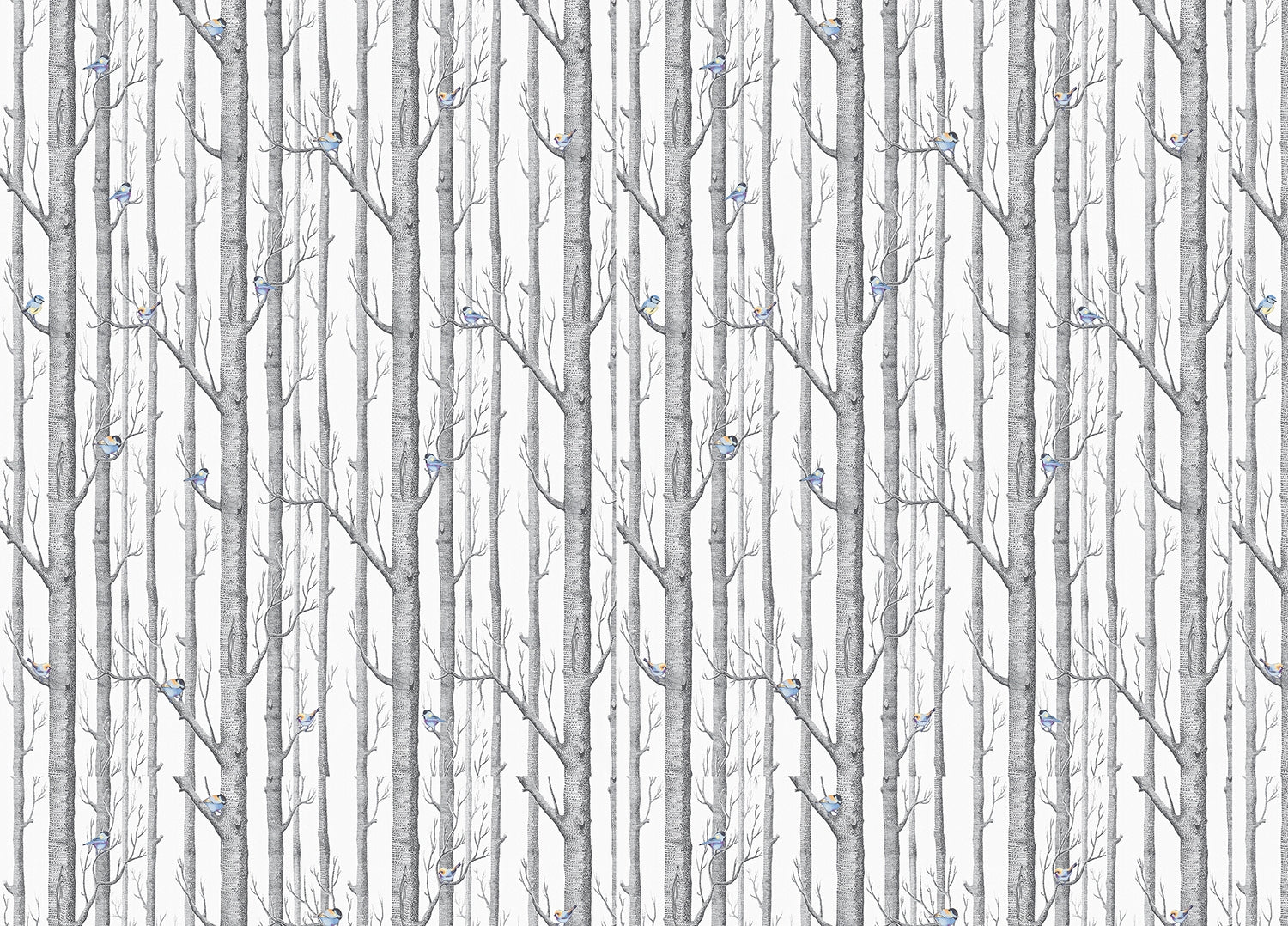Forest White Background Scandinavian Style Wallpaper
