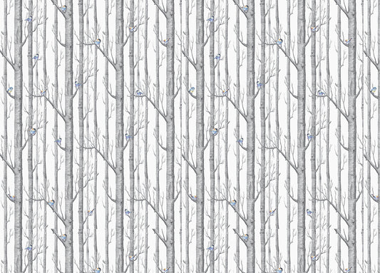 Forest White Background Scandinavian Style Wallpaper