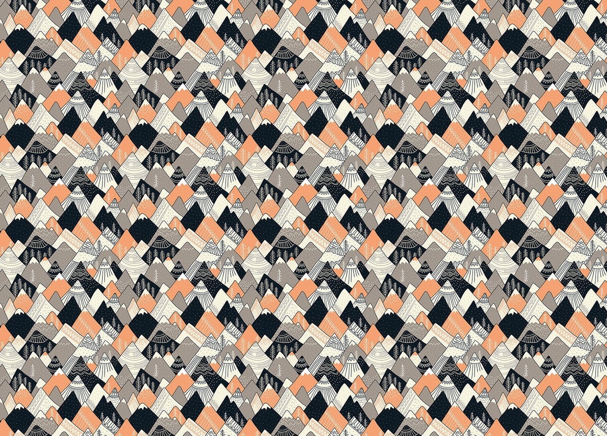 Seamless Pattern Mountains Scandinavian Wallpaper in your room — zoomed