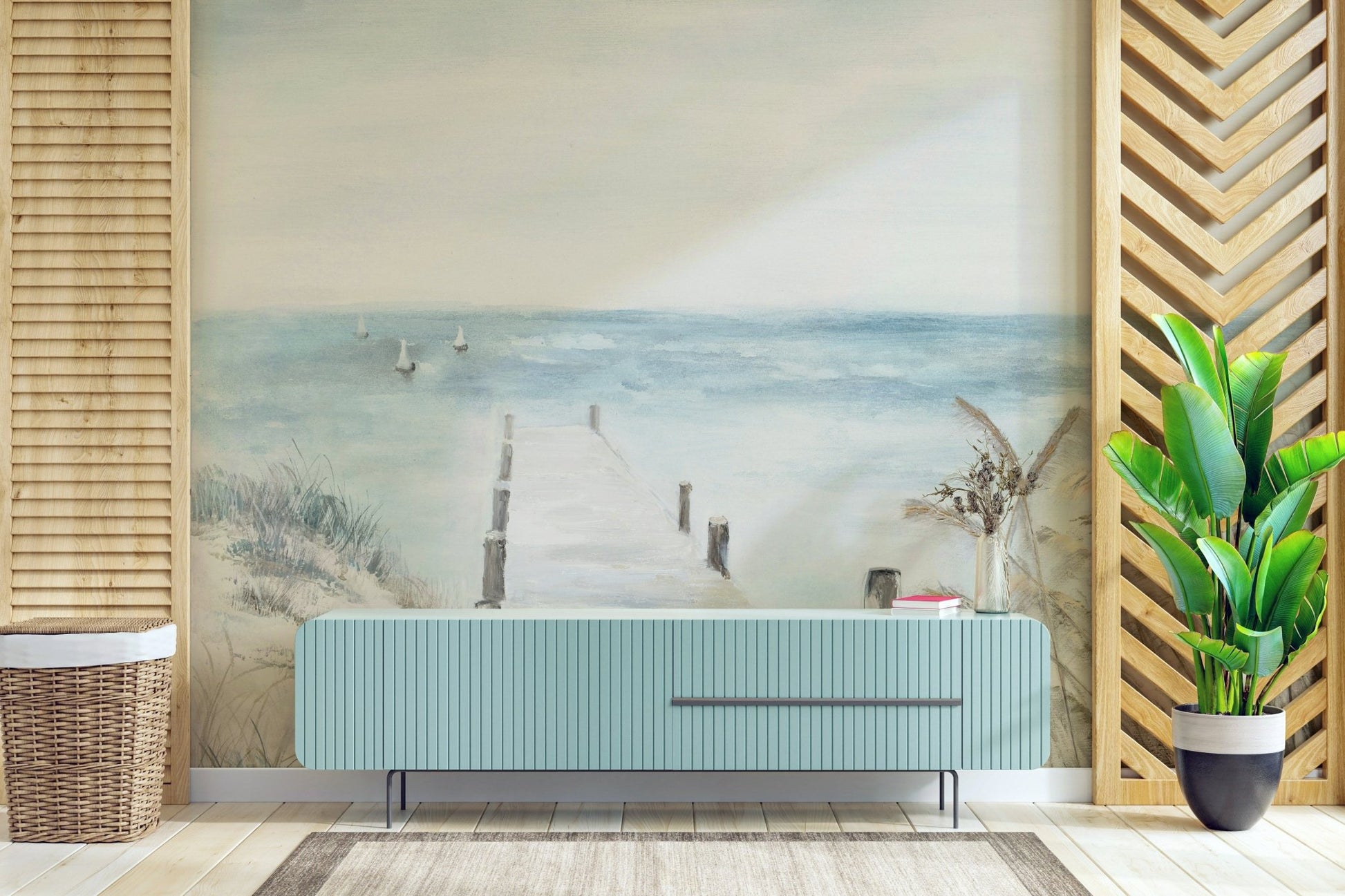 Seaside Dock Wall Mural - Wallanza