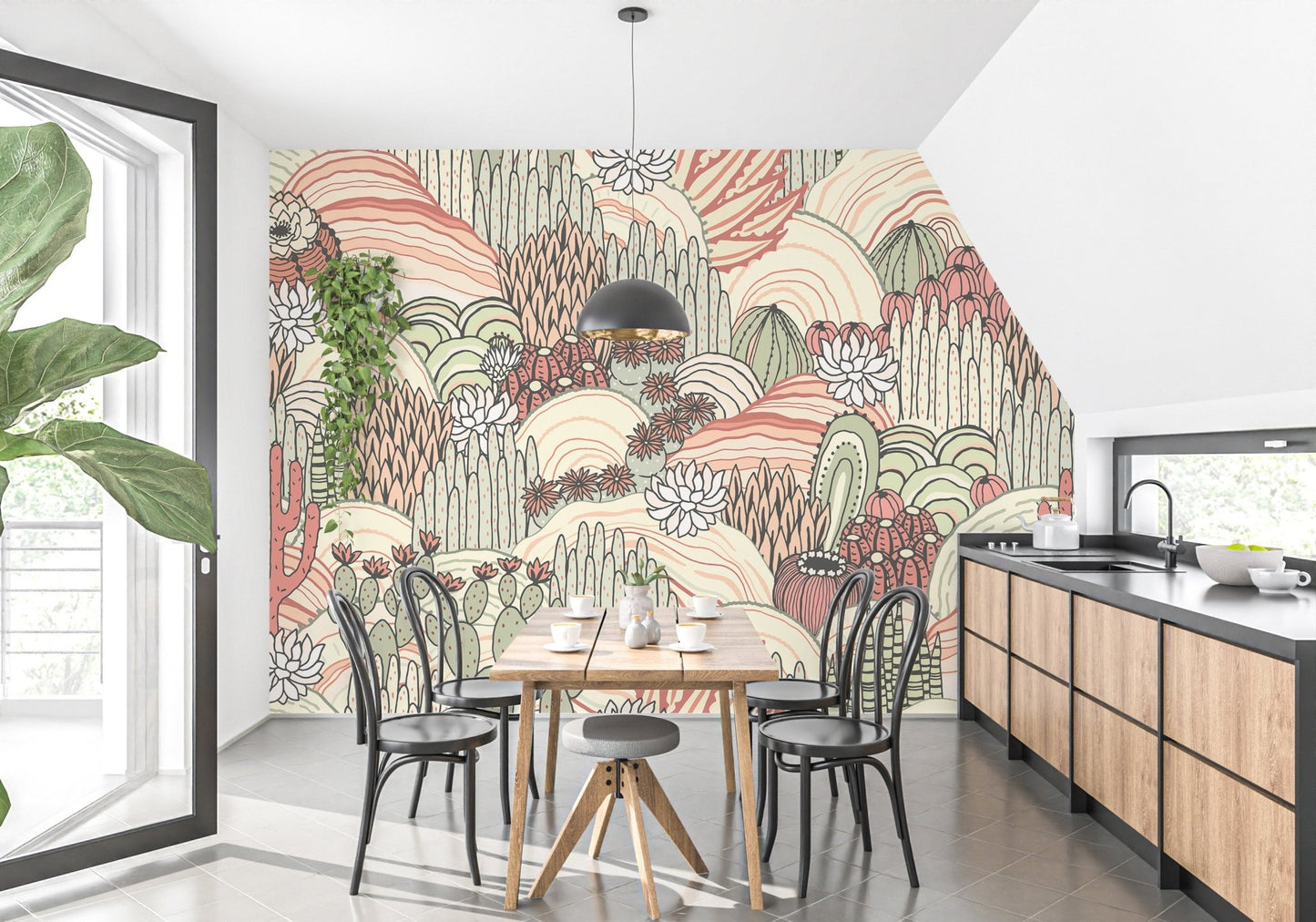Tropical oasis mural adhesive design
