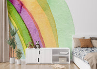 Muted pastel strokes wall mural for minimalist kids bedroom decor.