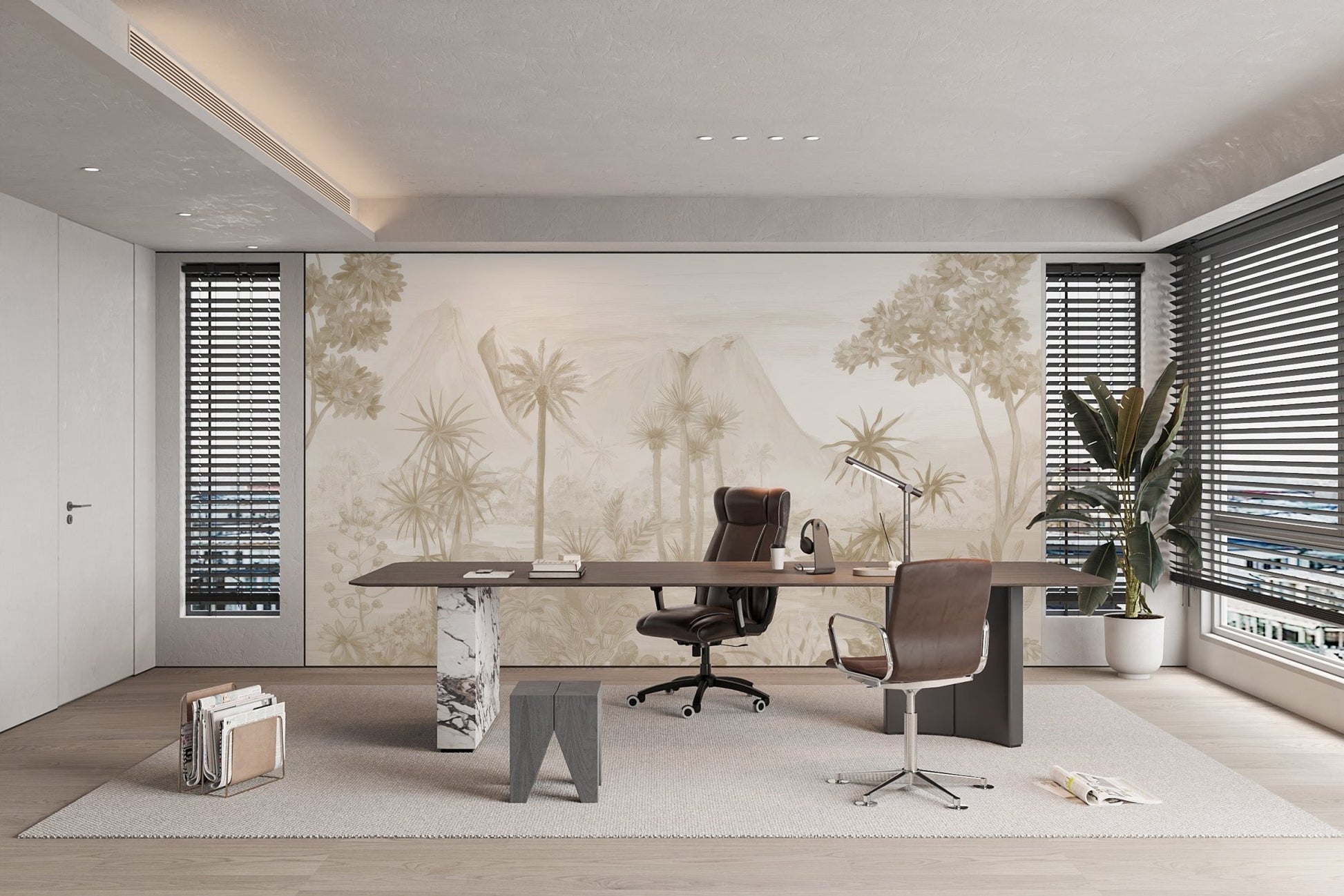 Sepia Jungle Wallpaper Mural - Wallanza