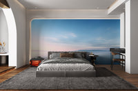 Nature inspired water wallpaper showing a wide bay with hazy shoreline.