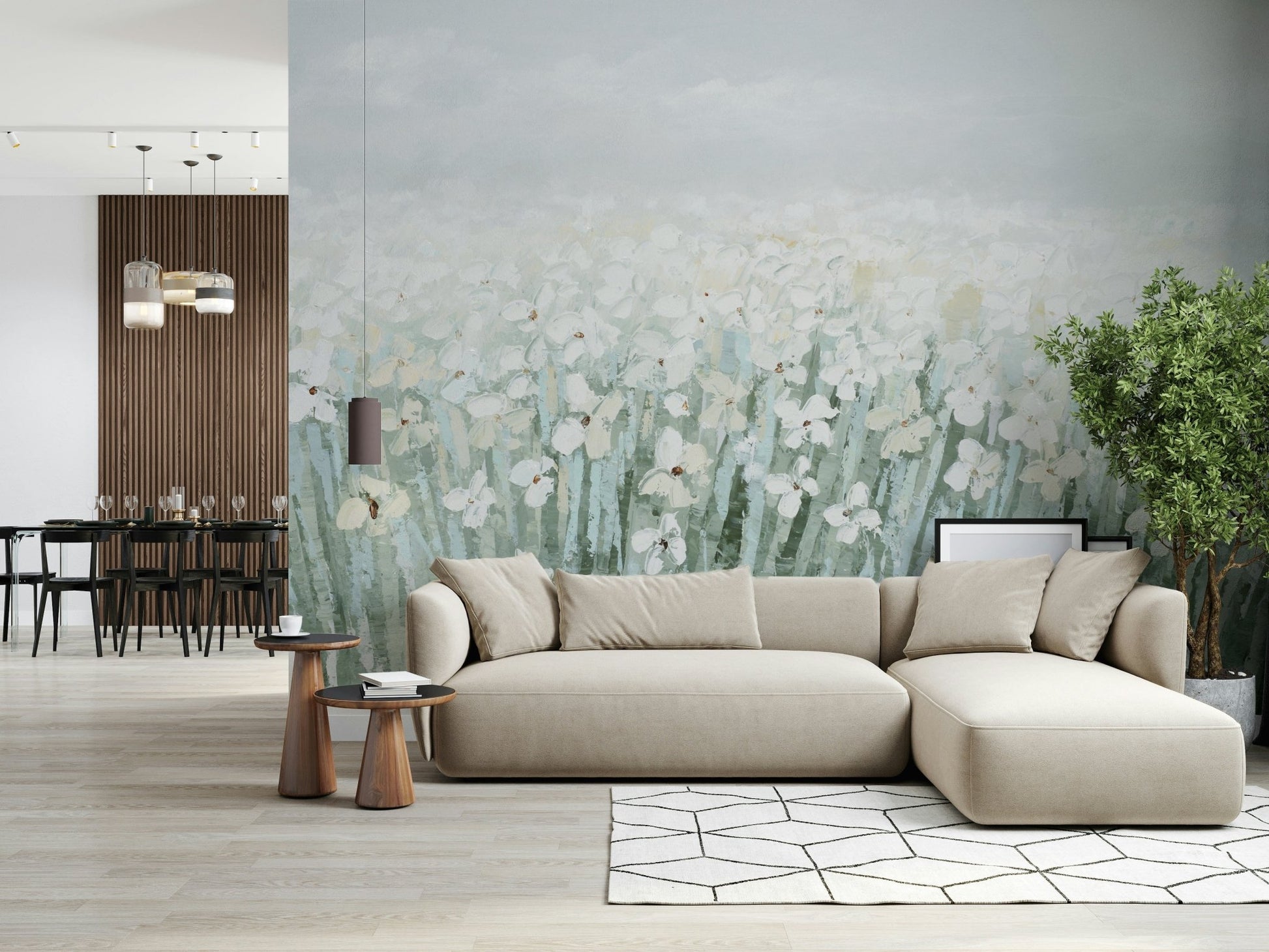 Serene Blossom Meadow Wall Mural - Wallanza