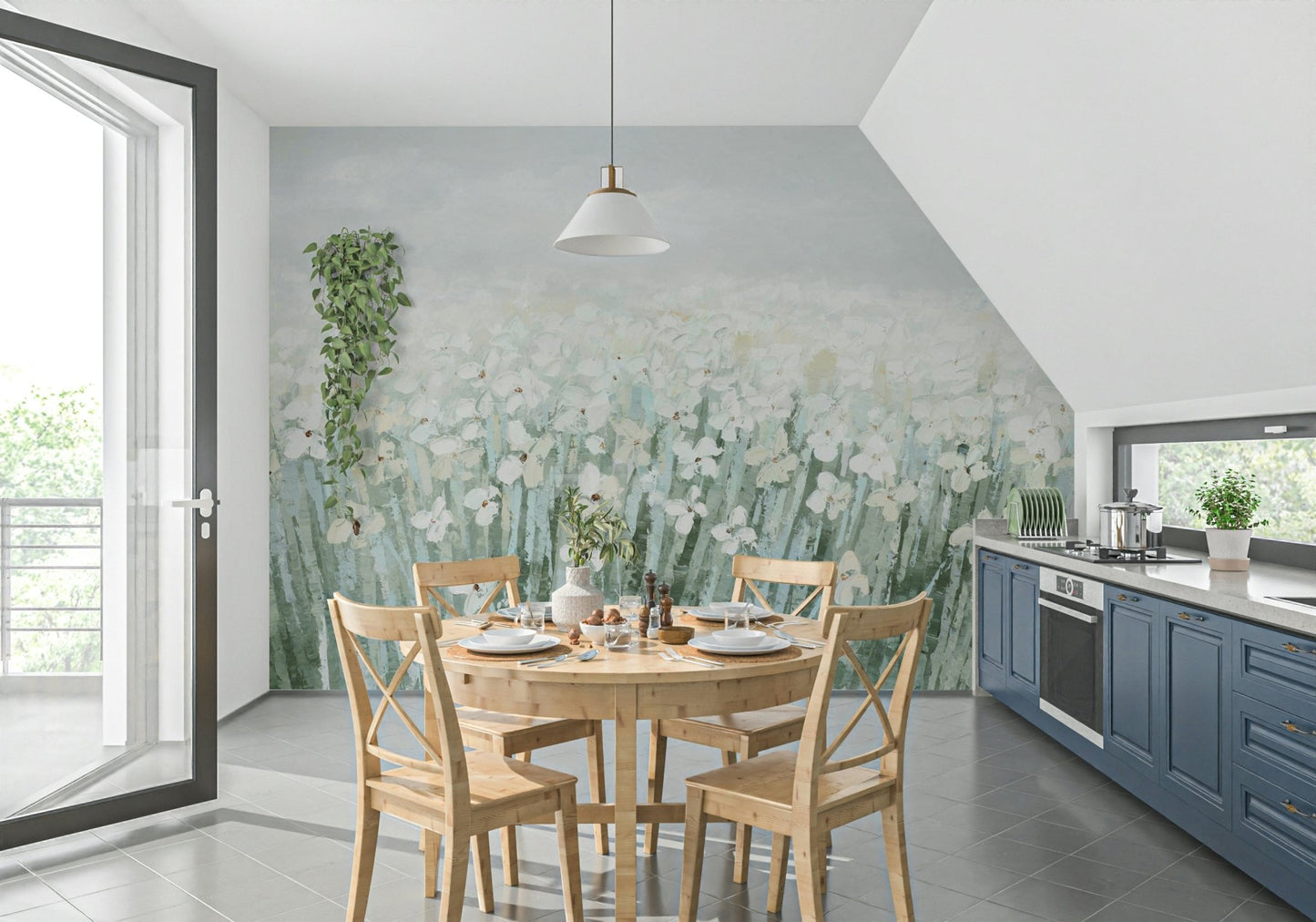 Serene Blossom Meadow Wall Mural - Wallanza