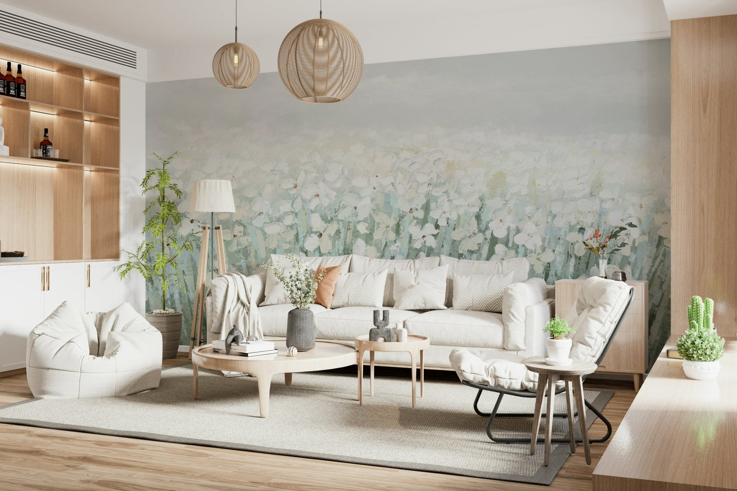 Serene Blossom Meadow Wall Mural - Wallanza