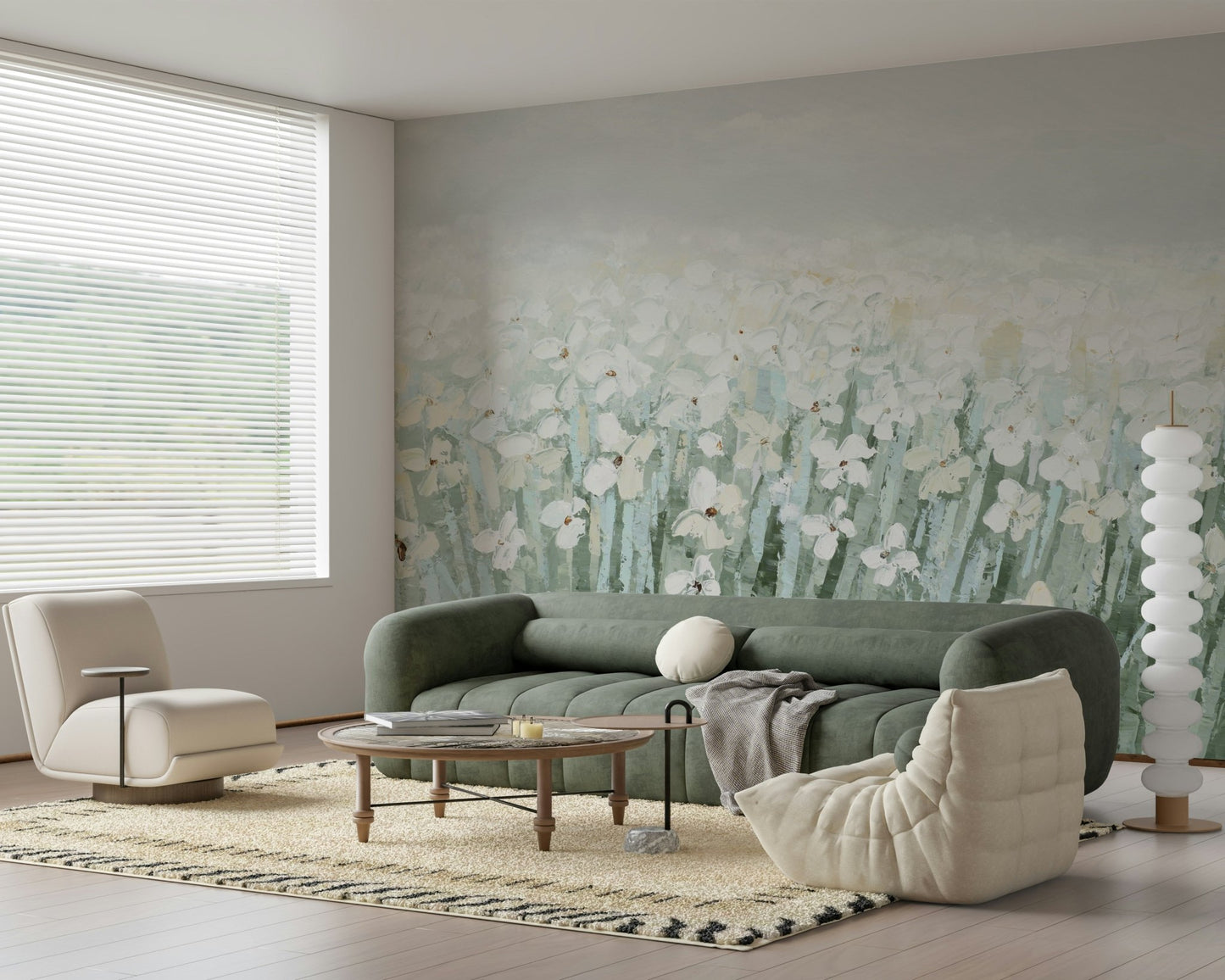 Serene Blossom Meadow Wall Mural - Wallanza