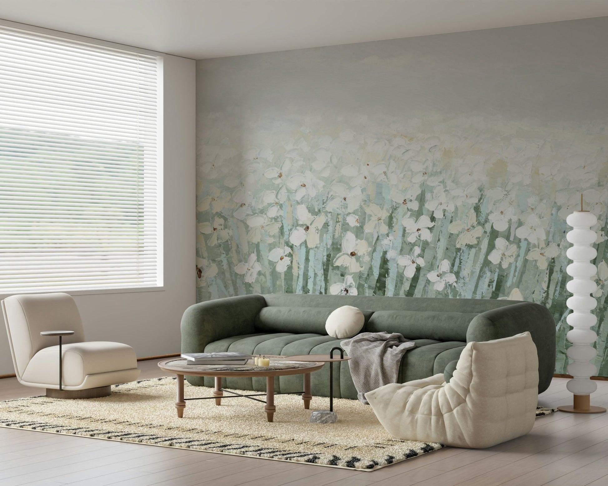 Serene Blossom Meadow Wall Mural - Wallanza