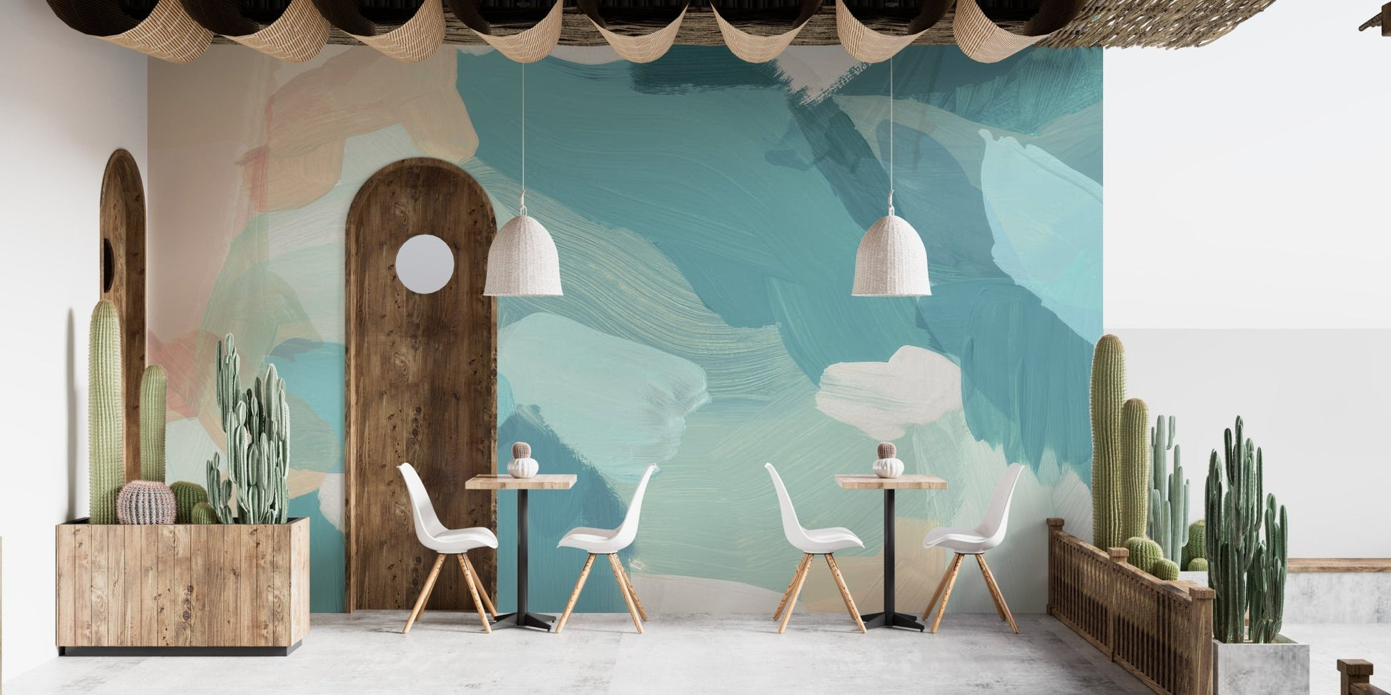 Serene blue wallpaper mural calm blue wall decor wallpaper.