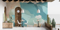 Serene blue wallpaper mural calm blue wall decor wallpaper.