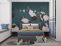 Serene Crane Dance Wallpaper Mural - Wallanza