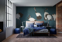 Serene Crane Dance Wallpaper Mural - Wallanza