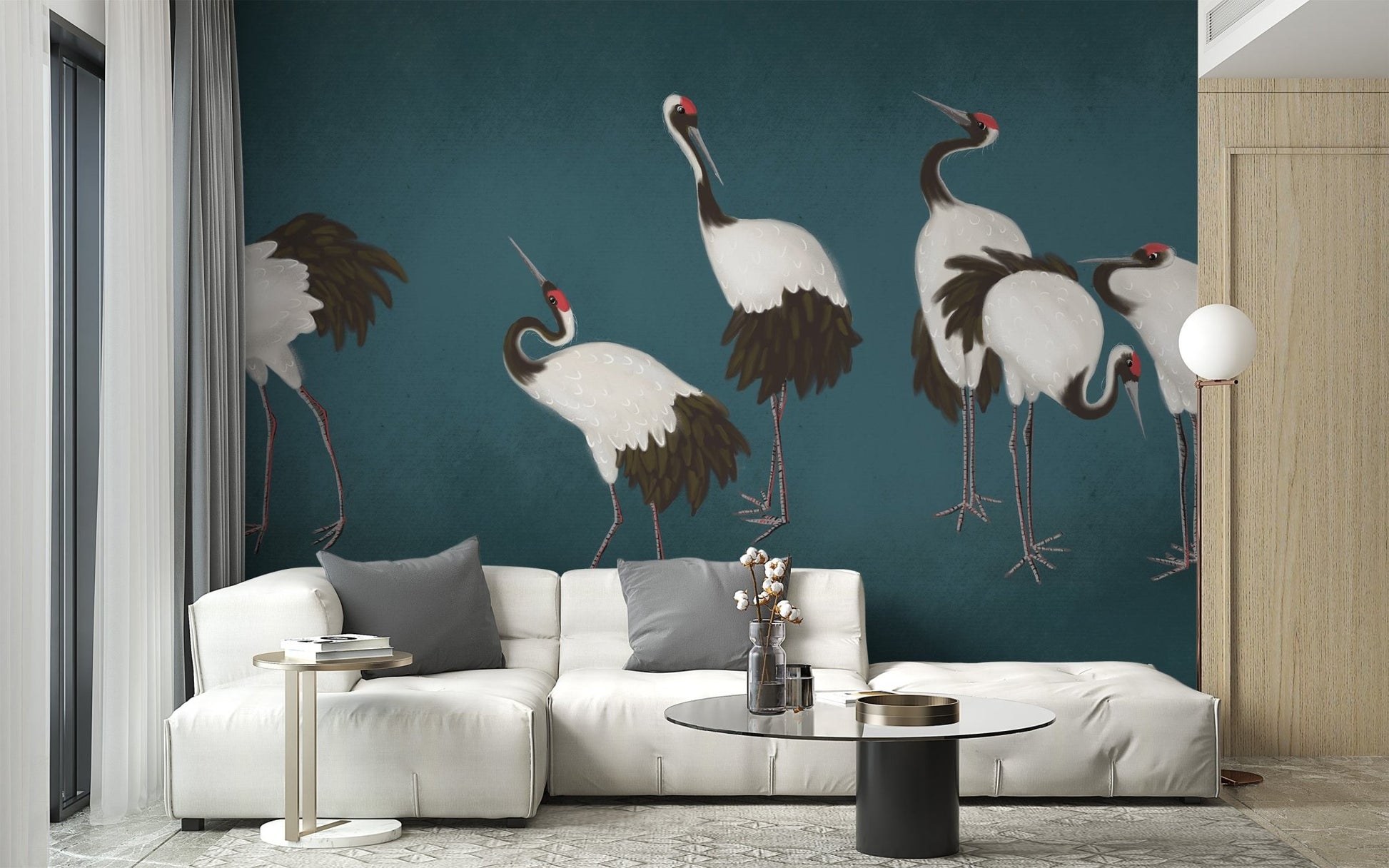 Serene Crane Dance Wallpaper Mural - Wallanza