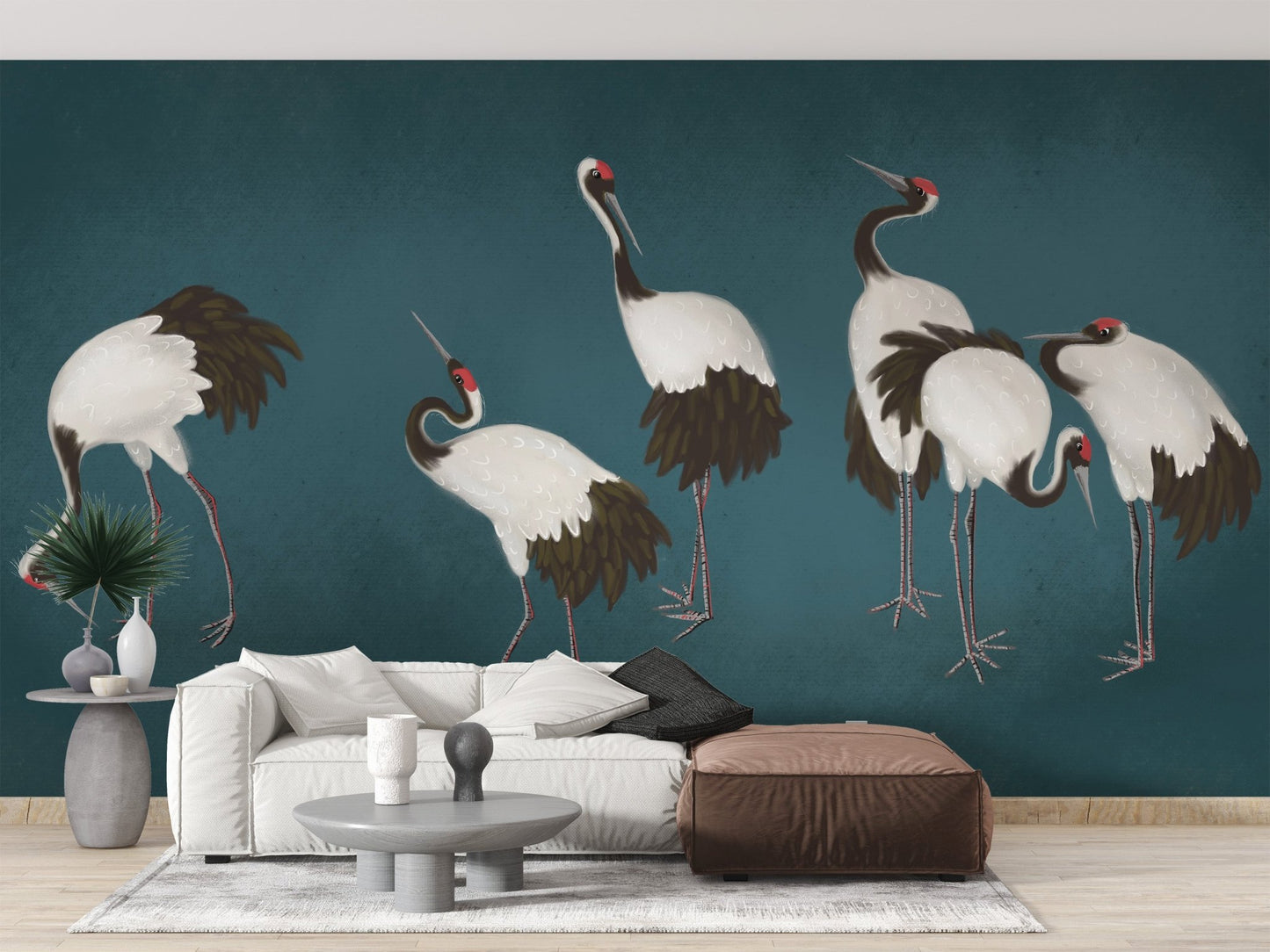 Serene Crane Dance Wallpaper Mural - Wallanza