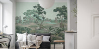 Artistic landscape wallpaper wall mural with stone pathways.