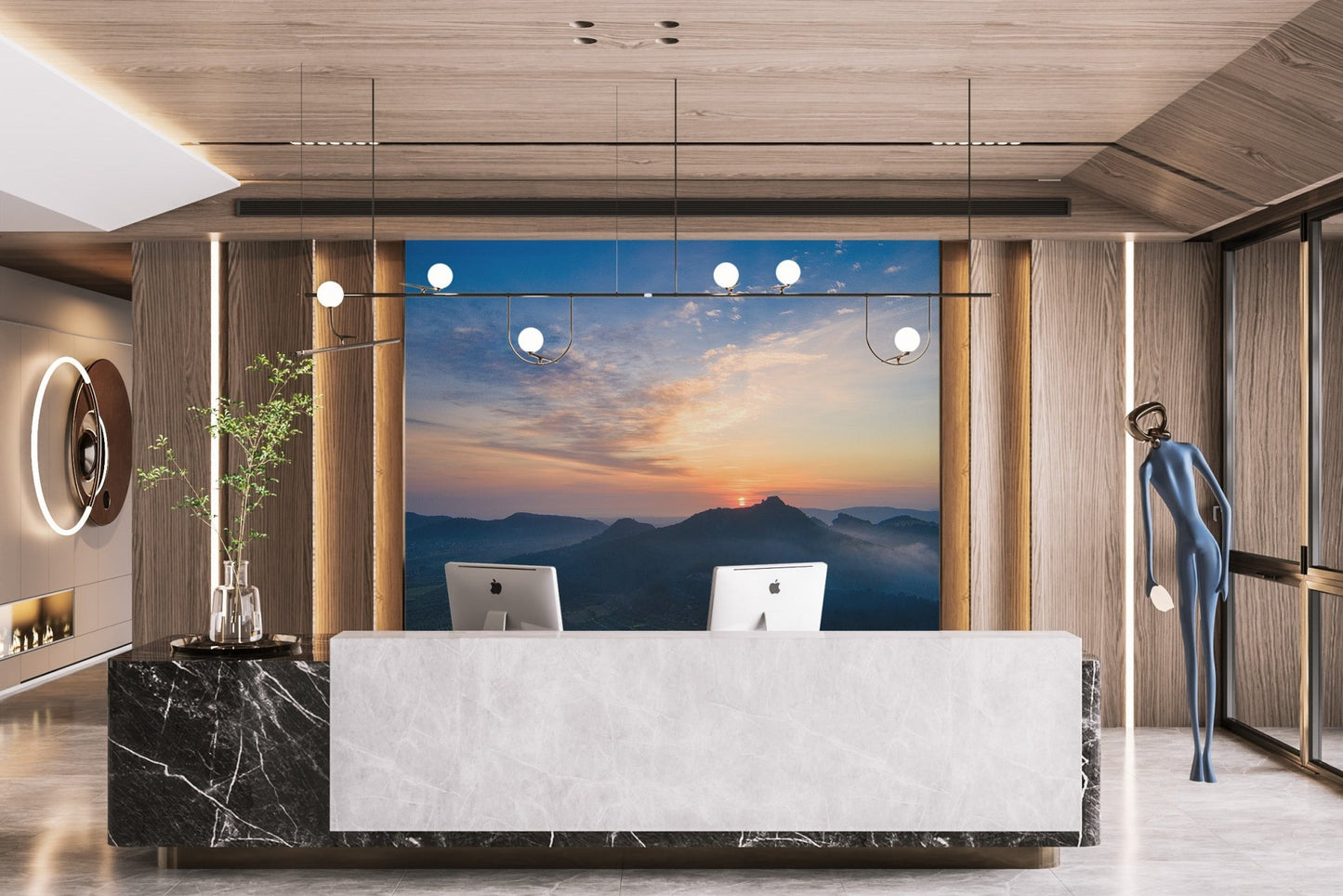 Serene Sunset Over Mountains Wallpaper - Wallanza