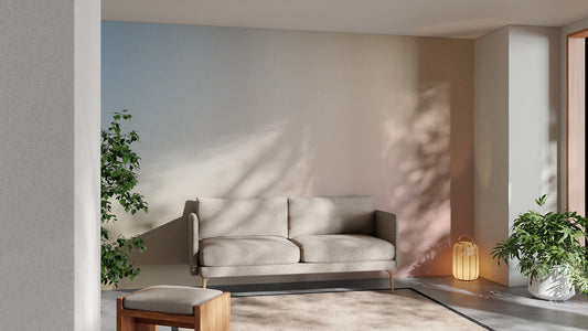 Pastel blend serenity wall mural with smooth blue to pink transition.