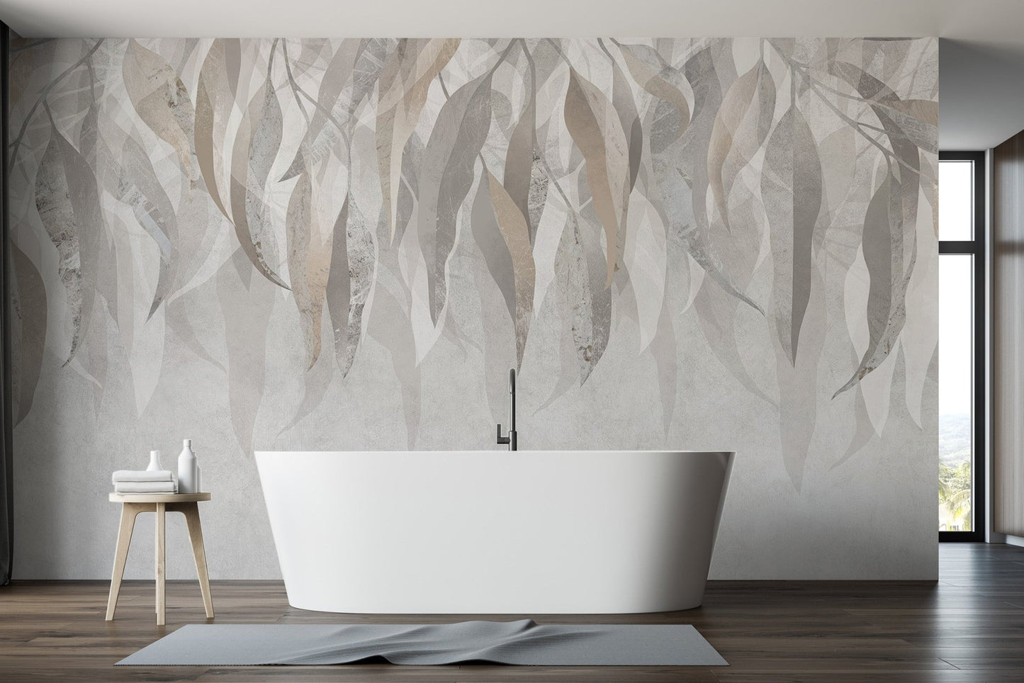 Silver Leaf Wallpaper Mural - Wallanza