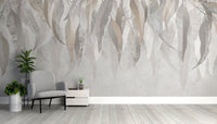 Silver Leaf Wallpaper Mural - Wallanza