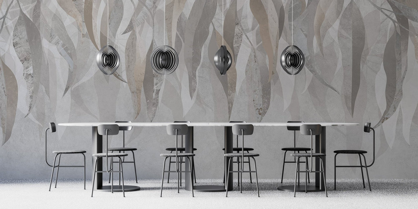 Silver Leaf Wallpaper Mural - Wallanza