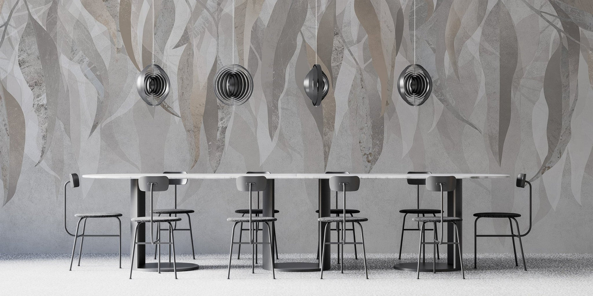 Silver Leaf Wallpaper Mural - Wallanza