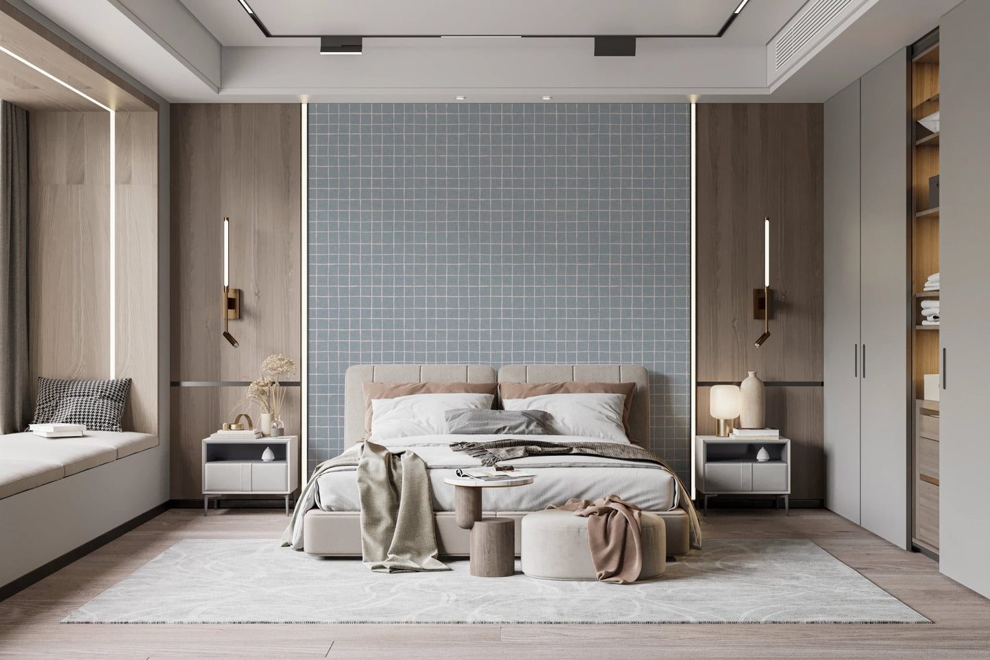 Abstract soft grid pattern for creative wall murals