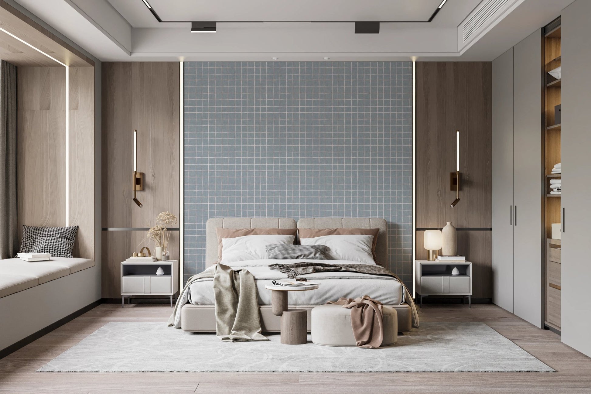 Abstract soft grid pattern for creative wall murals