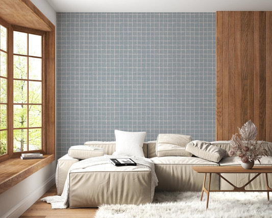 Soft blue grid texture for modern wallpaper murals