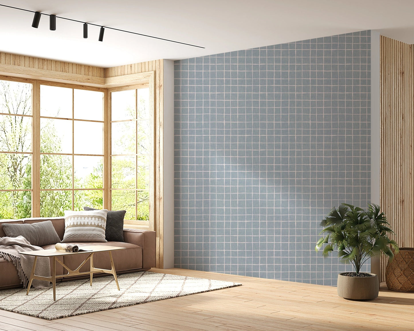 Subtle blue lattice for designer wallpaper murals
