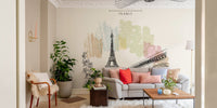 Removable Paris Sketches Wall Mural for classic charm