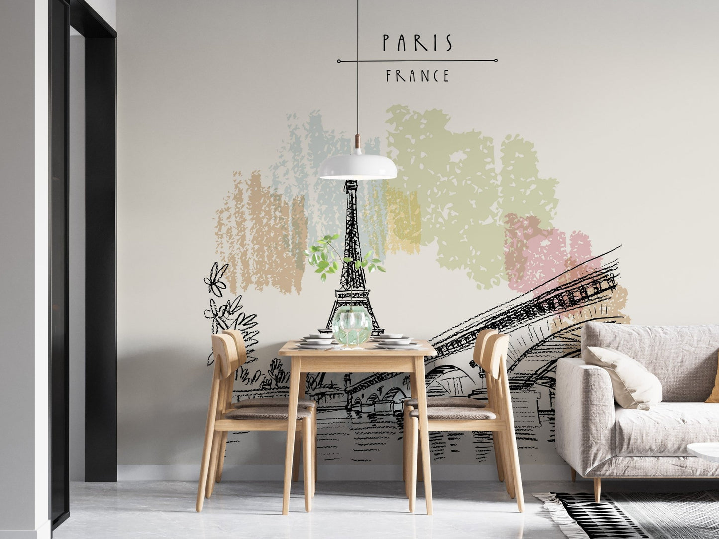 Paris Sketches Wall Mural - Removable for modern style
