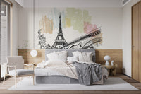 Removable Paris Sketch Wall Mural for a chic design