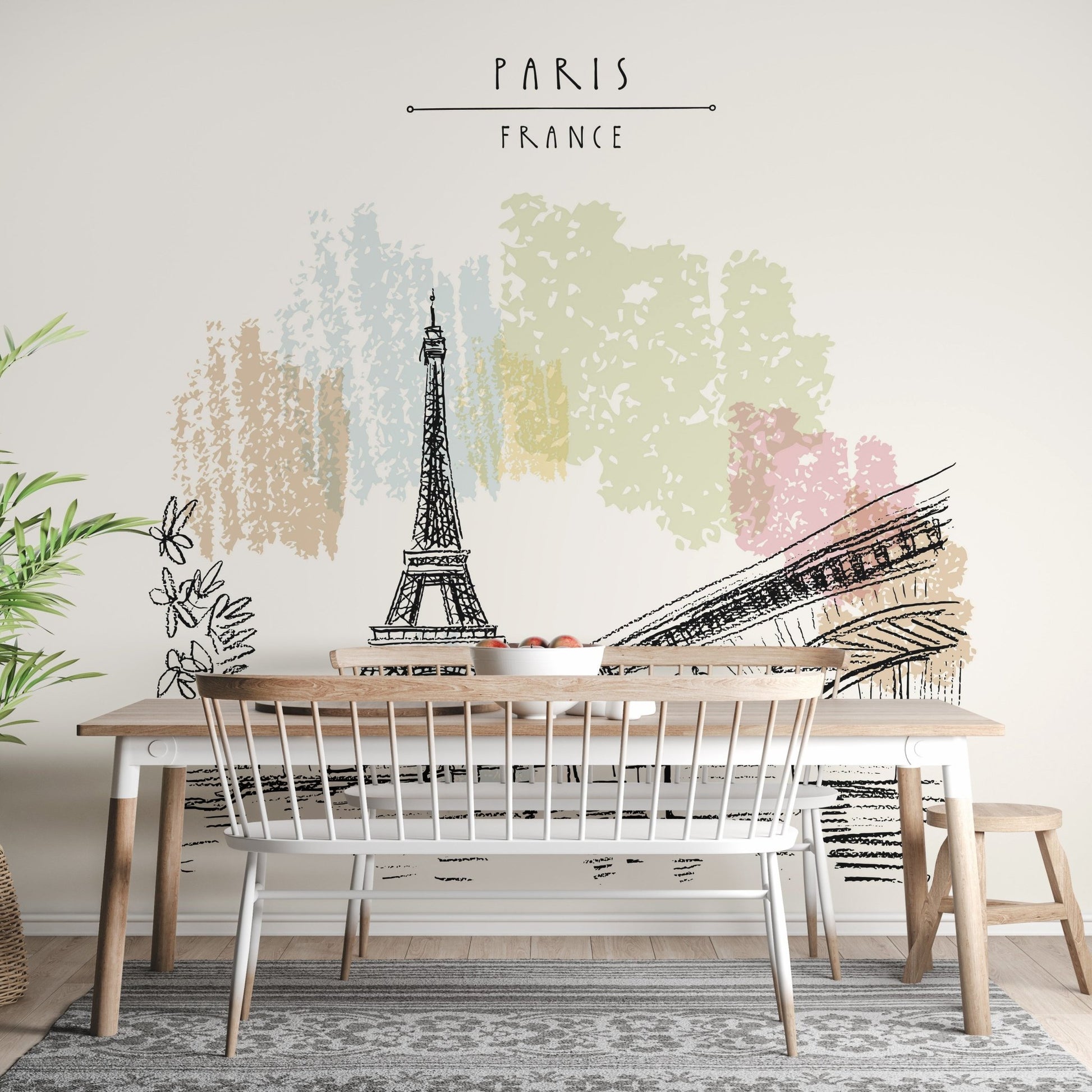 Sketches of Paris Wall Mural - Removable for easy setup