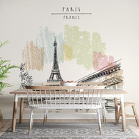 Sketches of Paris Wall Mural - Removable for easy setup
