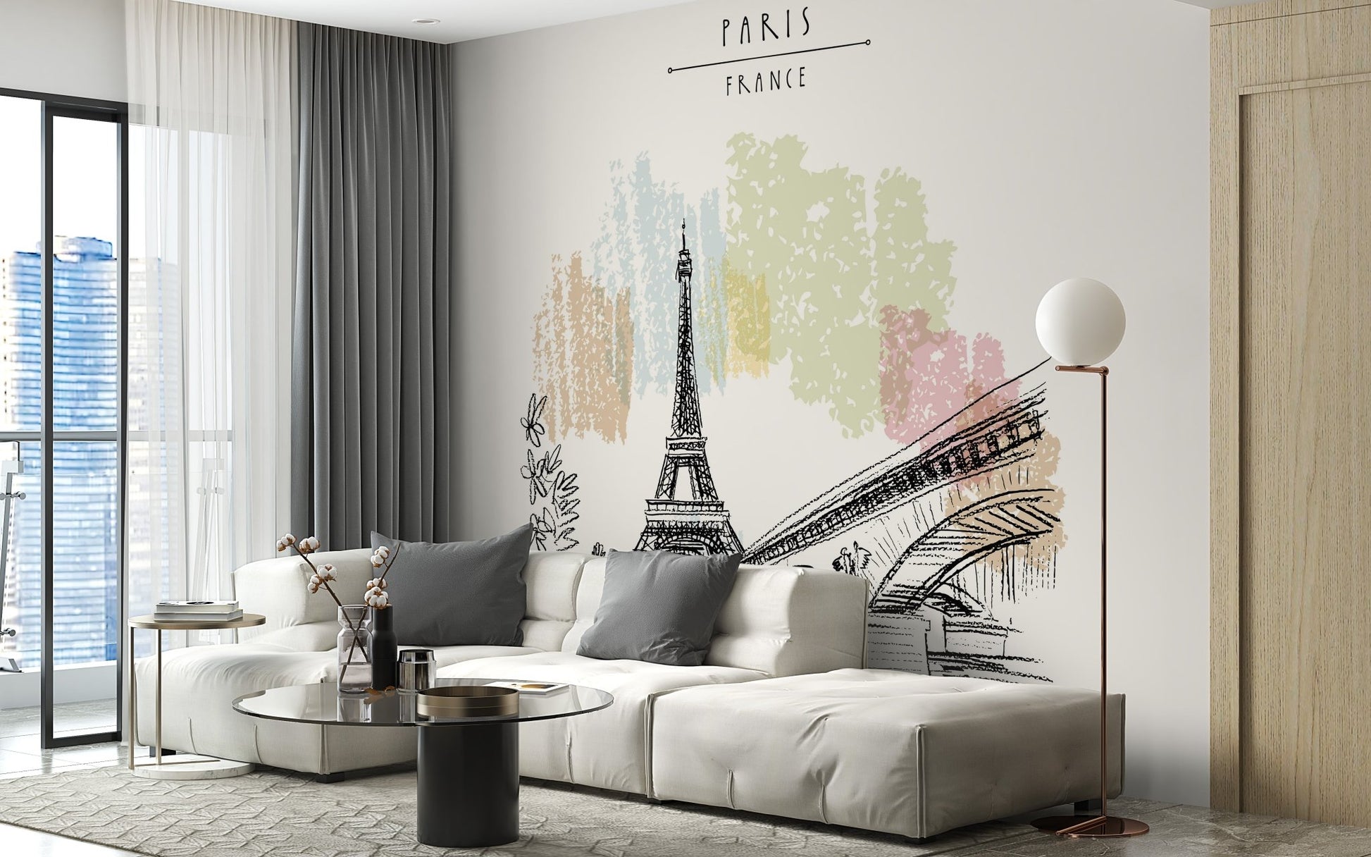 Paris Sketches Wall Mural - Removable and stylish
