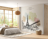 Paris Sketch Wall Mural - Removable design for your space